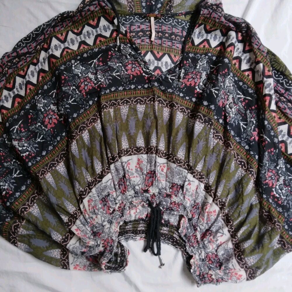 Free People Hold On Tight Gauze Pullover Hoodie Top Dolman Sleeve Women's XS - Picture 5 of 15
